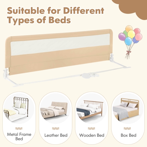 Babyjoy 71" Long Bed Rail for Toddlers with Removable Cover Breathable Mesh & Crossbar