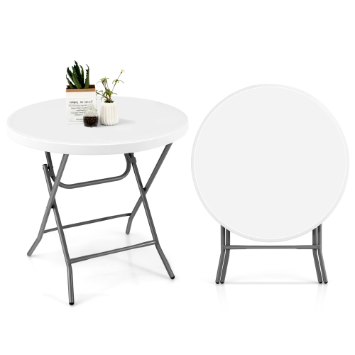 Costway 32" Round Folding Table Portable & Lightweight Table for Indoor & Outdoor Use White