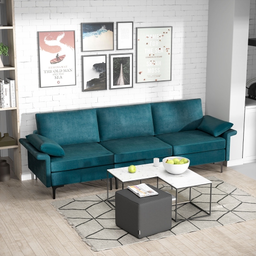 Costway Modern Modular Fabric 3-Seat Sofa Couch Living Room Furniture w/ Metal Legs