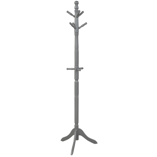 Costway Coat Rack Wooden Hall Tree 2 Adjustable Height w/ 9 Hooks