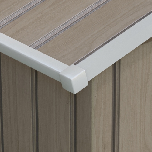 Outsunny 7' x 4' x 6' Garden Storage Shed Outdoor Patio Yard Metal Tool Storage House w/ Steel Foundation Kit and Double Doors, Distressed Light Brown