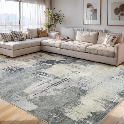 NIERBO  Living Room Rugs, 6'x9' Large Abstract Washable Rugs w Non Slip Back Bedroom Rug Soft Indoor Floor Thin Carpet for Under Dining Table Stain