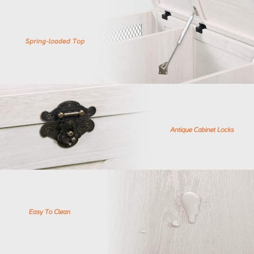 WAMPAT Coffee Table for Living Room,Lift Top Coffee Table with Storage,Small Accent Furniture with Mesh Cabinet and Rustic Lock,Antique White