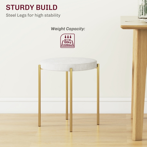 HOMCOM – Ensemble de 4 tabourets empilables modernes, chaises de salle à manger rondes sans dossier, chaises d’appoint rembourrées avec pattes en