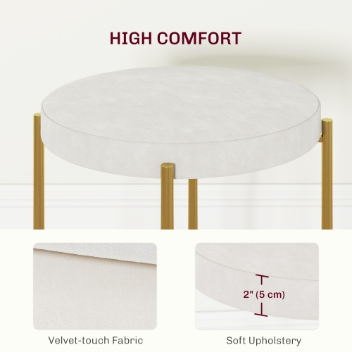 HOMCOM – Ensemble de 4 tabourets empilables modernes, chaises de salle à manger rondes sans dossier, chaises d’appoint rembourrées avec pattes en