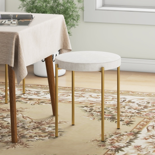 HOMCOM – Ensemble de 4 tabourets empilables modernes, chaises de salle à manger rondes sans dossier, chaises d’appoint rembourrées avec pattes en