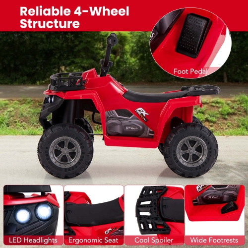 Voiture électrique tout-terrain 6 V 4 roues pour enfants de Costway avec pneus de départ à un bouton