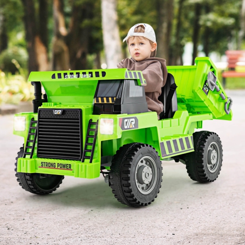 Camion-benne porteur pour enfants de Costway avec connexion sans fil musique et lumières à DEL