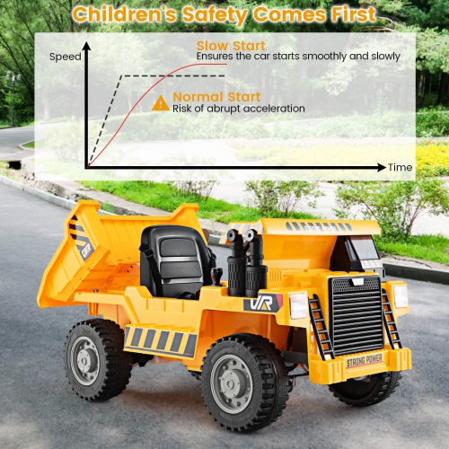 Camion-benne porteur pour enfants de Costway avec connexion sans fil musique et lumières à DEL