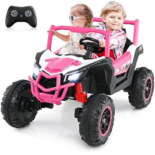 COSTWAY  24V Kids Ride On Utv With 4 X 100W Powerful Engine Remote Control High/low Speed