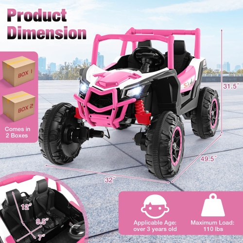 Costway 24V Kids Ride on UTV with 4 x 100W Powerful Engine Remote Control High/Low Speed