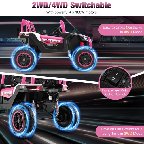 Costway 24V Kids Ride on UTV with 4 x 100W Powerful Engine Remote Control High/Low Speed