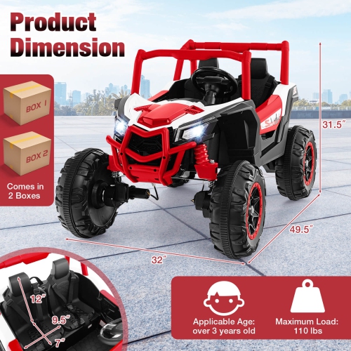 Costway 24V Kids Ride on UTV with 4 x 100W Powerful Engine Remote Control High/Low Speed