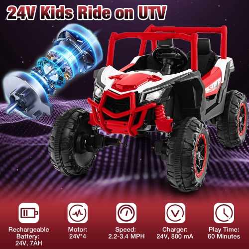 Costway 24V Kids Ride on UTV with 4 x 100W Powerful Engine Remote Control High/Low Speed