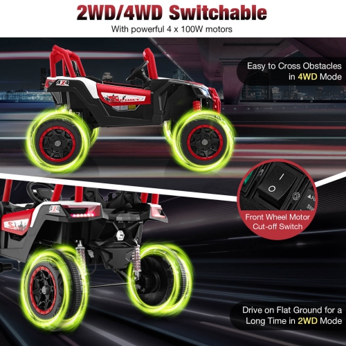 Costway 24V Kids Ride on UTV with 4 x 100W Powerful Engine Remote Control High/Low Speed