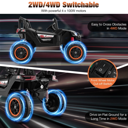 Costway 24V Kids Ride on UTV with 4 x 100W Powerful Engine Remote Control High/Low Speed