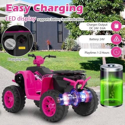 Honeyjoy 24V Kids Ride-On Electric ATV 4-Wheeler Quad Car with Wireless Connection