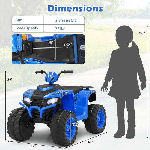 Honeyjoy 24V Kids Ride-On Electric ATV 4-Wheeler Quad Car with Wireless Connection