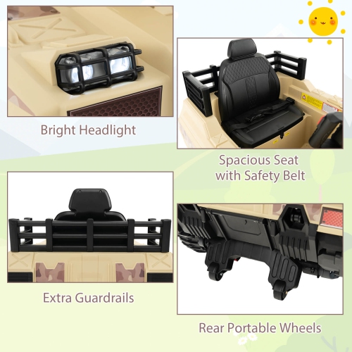 Costway Electric Kids Ride On Tank with Rubber Tracks Rotatable Turret & Working Cannon