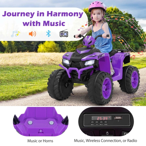 Voiture électrique tout-terrain à 4 roues pour enfants de Honeyjoy 24 V avec connexion sans fil