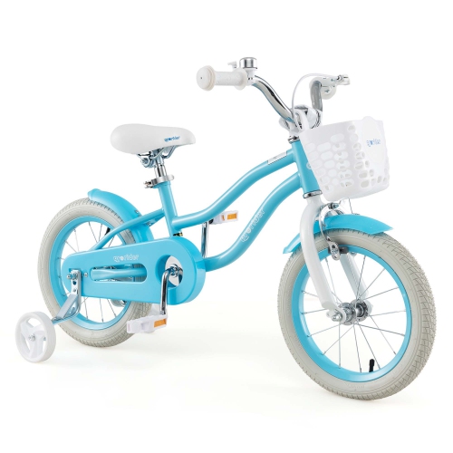 Costway 14" Kid's Bike with Removable Training Wheels & Basket for 3-5 Years Old