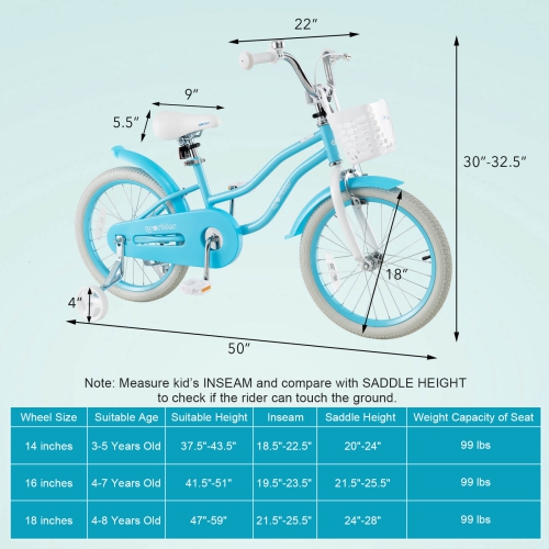 Costway 18" Kids Bike Toddler Bicycle with Training Wheel Kickstand for 4-8 Years Old