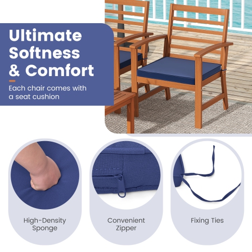Costway 4 PCS Outdoor Furniture Set with Soft Seat Cushions Stable Acacia Wood Frame