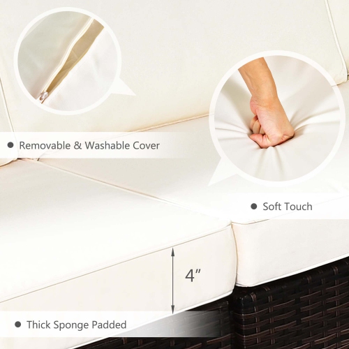 Costway 7 PCS Patio Furniture Set with 28" 50000 BTU Propane Gas Fire Pit Table Cushions