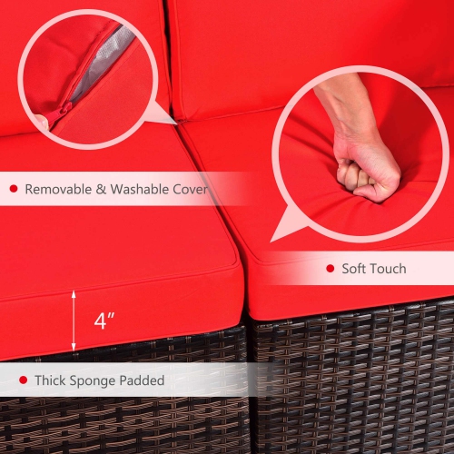 Costway 7 PCS Patio Furniture Set with 28" 50000 BTU Propane Gas Fire Pit Table Cushions