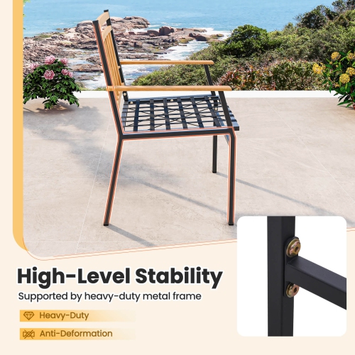 Costway 3 PCS Outdoor Furniture Set with Coffee Table Heavy-Duty Metal Frame for Balcony