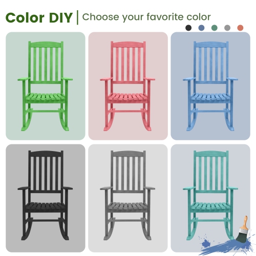 Costway 2PCS Outdoor Rocking Chair Patio Eucalyptus Wood Rocker Ergonomic Slatted Garden