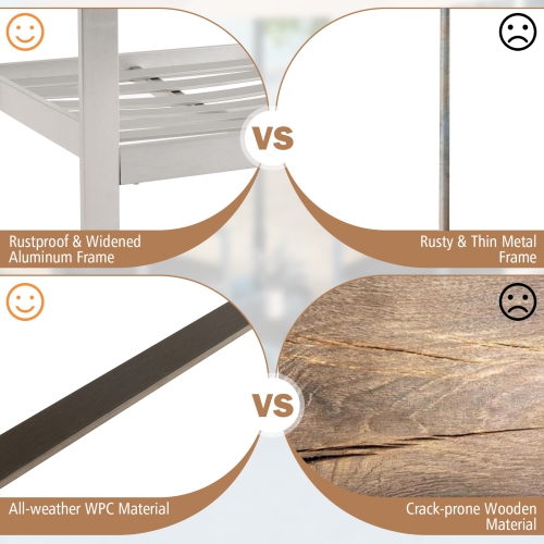 Costway 2 PCS Patio Aluminum Armchair Outdoor Single Sofa Chair with Cushions & Armrests