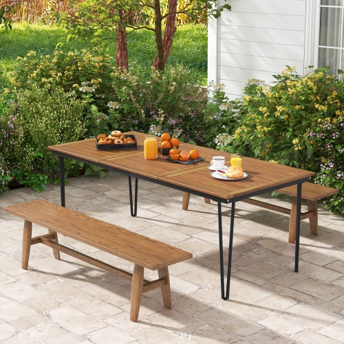 Costway 79" Outdoor Dining Table 8-Person Patio Table with 1.9" Umbrella Hole