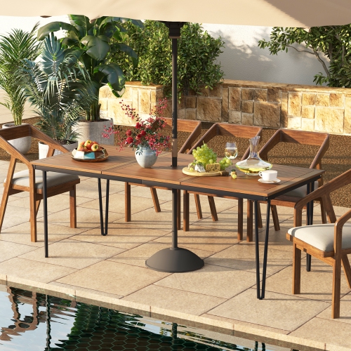 Costway 79" Outdoor Dining Table 8-Person Patio Table with 1.9" Umbrella Hole