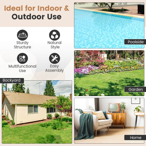 Costway 63-Inch Outdoor Dining Table for 6 People with Acacia Wood Tabletop & Metal Legs