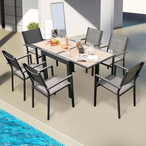 Costway 31.5"-63" Extendable Patio Table L-shaped Brace Included for Fixation Outdoor