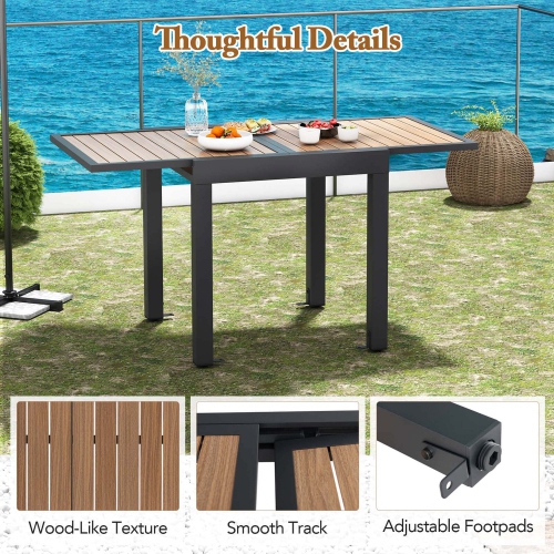 Costway 31.5"-63" Extendable Patio Table L-shaped Brace Included for Fixation Outdoor
