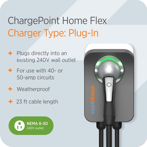 Chargeur de niveau 2 EV flexible pour la maison de ChargePoint NACS, station de charge à 6-50 prises NEMA