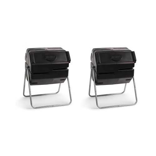 FCMP OUTDOOR  37 Gallon Single Chamber Roto Tumbling Compost Bin (2 Pack) In Black