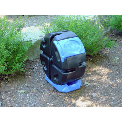 FCMP Outdoor Half Size 19 Gallon Rolling Composter Tumbler Bin, Blue