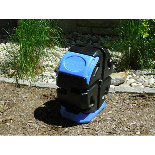 FCMP Outdoor Half Size 19 Gallon Rolling Composter Tumbler Bin, Blue