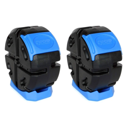 FCMP Outdoor Half Size 19 Gallon Rolling Composter Tumbler Bin, Blue