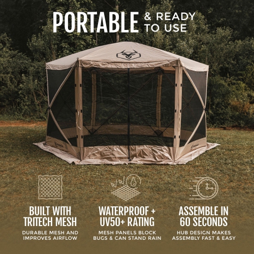 Gazelle G6 12ft x 12ft 6 Sided Pop Up Portable 8 Person Gazebo Tent Desert Sand Best Buy Canada