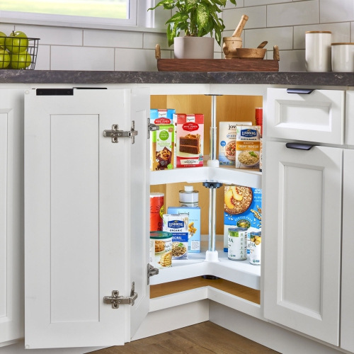 Rev-A-Shelf 32'' Lazy Susan Kidney Polymer 2-Shelf, White, 3472-32-11-52