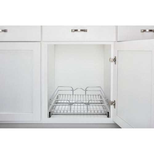 Rev-A-Shelf Pullout Basket Organizer for Kitchen or Vanity Cabinets, 21 x 20 In, 5WB1-2120CR-1