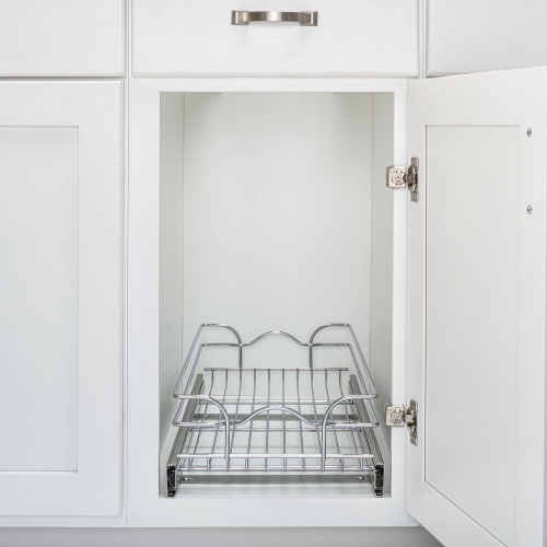 Rev-A-Shelf Pullout Single Basket Organizer for Kitchen Cabinets, 12 x 22 in, 5WB1-1222CR-1