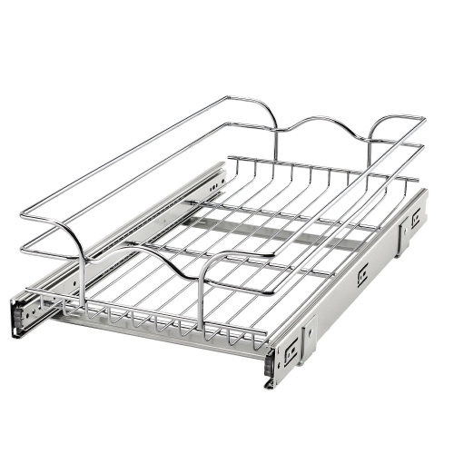 Rev-A-Shelf Pullout Single Basket Organizer for Kitchen Cabinets, 12 x 22 in, 5WB1-1222CR-1
