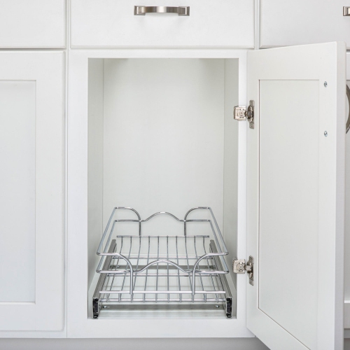 Rev-A-Shelf Pullout Basket Organizer for Kitchen or Vanity Cabinets,12 x 20 In, 5WB1-1220CR-1