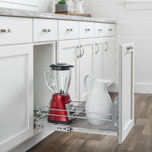 Rev-A-Shelf Pullout Basket Organizer for Kitchen or Vanity Cabinets,12 x 20 In, 5WB1-1220CR-1