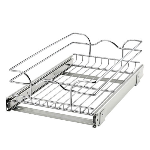 Rev-A-Shelf Pullout Basket Organizer for Kitchen or Vanity Cabinets,12 x 20 In, 5WB1-1220CR-1